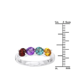 Ladies Birthstone Custom Made 14K White Gold Cocktail Ring With Gemstones -Outlet Radiant Bijou Store ladies birthstone jewelry custom made 14k gold cocktail ring with gemstones 018039 rulerwh 20210911