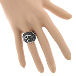 Ladies Black And White Diamond Cocktail Ring 3ct 18K White Gold -Outlet Radiant Bijou Store ladies black and white diamond cocktail ring 3ct 18k p 48226bod