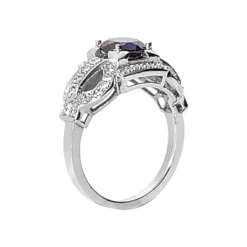 Ladies Blue Sapphire And Diamond Ring 14K White Gold 0.34ctd 1.00cts -Outlet Radiant Bijou Store ladies blue sapphire and diamond ring 14k 034ctd 100cts p 29444 back white