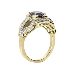 Ladies Blue Sapphire And Diamond Ring 14K White Gold 0.34ctd 1.00cts -Outlet Radiant Bijou Store ladies blue sapphire and diamond ring 14k 034ctd 100cts p 29444 back yellow