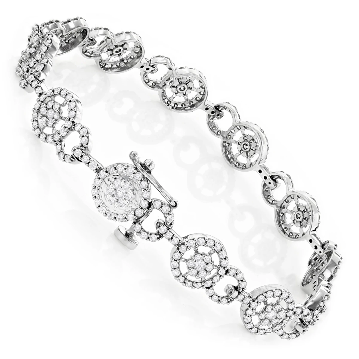Ladies 14K White Gold Diamond Circle Bracelet 4.83 6 Ladies 14K White Gold Diamond Circle Bracelet 4.83 - Image 4