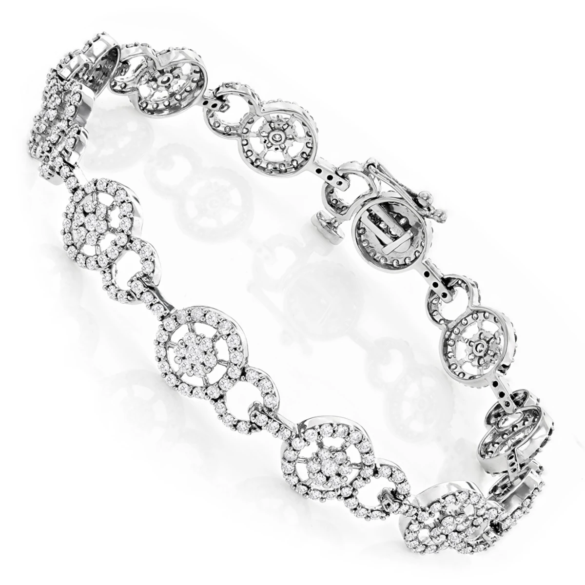 Ladies 14K White Gold Diamond Circle Bracelet 4.83 3 Ladies 14K White Gold Diamond Circle Bracelet 4.83