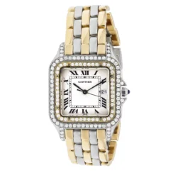 Cartier Women's Diamond Watch 27mm Panthere 18K Gold & Steel Two Tone