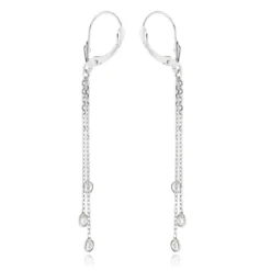 Ladies Chandelier Earrings With Diamonds By The Yard 0.6ct 14K White Gold -Outlet Radiant Bijou Store ladies chandelier earrings with diamonds by the yard 06ct 14k gold backwh