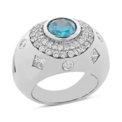 Cocktail Diamond And Emerald Ring For Women 14K White Gold 1.92td 2cts