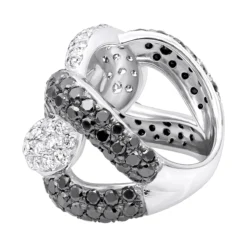 7.25ct G VS White&Black Diamond Cuban Right Hand Ring -Outlet Radiant Bijou Store ladies cuban link rings 725ct g vs white black diamond right hand ring backwh