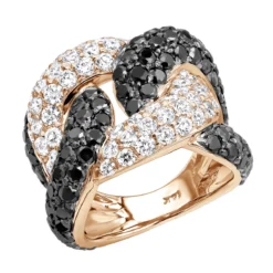7.25ct G VS White&Black Diamond Cuban Right Hand Ring -Outlet Radiant Bijou Store ladies cuban link rings 725ct g vs white black diamond right hand ring ro