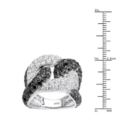 7.25ct G VS White&Black Diamond Cuban Right Hand Ring -Outlet Radiant Bijou Store ladies cuban link rings 725ct g vs white black diamond right hand ring rulerwh