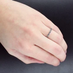 Ultra Thin Ladies Designer Black Diamond Band 0.13ct 14K White Gold -Outlet Radiant Bijou Store ladies designer black diamond band 013ct 14k gold p 48306bod