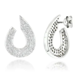 Ladies Designer Diamond Earrings 0.81ct 14K White Gold