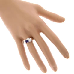 Ladies Diamond And Sapphire Ring 14K White Gold 0.13ctd 0.50cts -Outlet Radiant Bijou Store ladies diamond and sapphire ring 14k 013ctd 050cts p 29671 bodwh