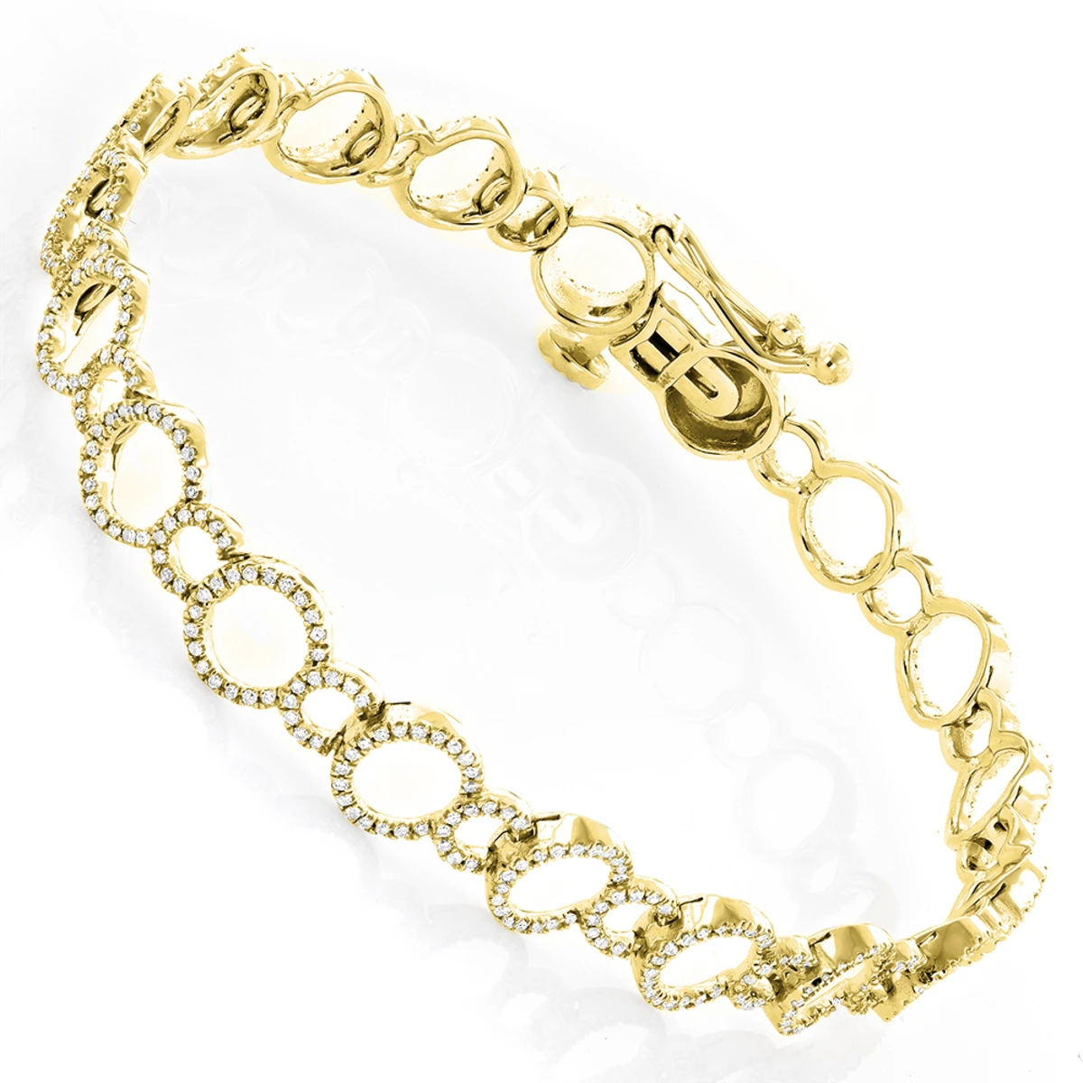 Ladies Diamond Circle Bracelet 0.9ct 14K Yellow Gold 3 Ladies Diamond Circle Bracelet 0.9ct 14K Yellow Gold