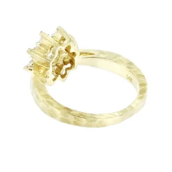 Hammered 14K Yellow Gold Diamond Flower Cluster Ring 1.3ct -Outlet Radiant Bijou Store ladies diamond cluster rings hammered 14k gold diamond flower ring 13ct backye