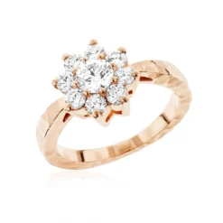 Hammered 14K Yellow Gold Diamond Flower Cluster Ring 1.3ct -Outlet Radiant Bijou Store ladies diamond cluster rings hammered 14k gold diamond flower ring 13ct ro