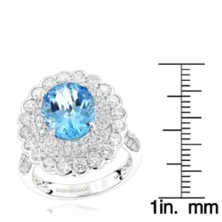Blue Topaz Engagement Cocktail Ring 2.2ct 14K White Gold -Outlet Radiant Bijou Store ladies diamond cocktail rings blue topaz engagement ring 22ct 14k gold rulerwh