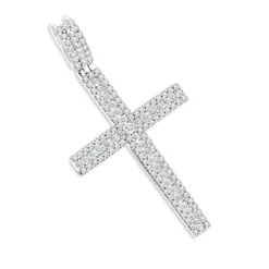 Ladies Diamond Crosses 14K White Gold Diamond Cross Pendant 1.36ct