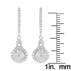 Ladies Diamond Drop Earrings By Luxurman 14K White Gold 1.1ct Drop Shape Clusters -Outlet Radiant Bijou Store ladies diamond drop earrings by luxurman 14k gold 11ct drop shape clusters ruler