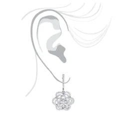 Ladies Diamond Flower Drop Earrings 2.9ct 14K White Gold Unique Design -Outlet Radiant Bijou Store ladies diamond flower drop earrings 29ct 14k gold unique design 3
