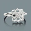 Ladies Diamond Flower Ring 0.28ct 14K White Gold -Outlet Radiant Bijou Store ladies diamond flower ring 028ct 14k gold 1