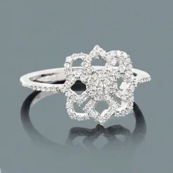 Ladies Diamond Flower Ring 0.28ct 14K White Gold