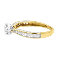 14K Yellow Gold Affordable Cluster Diamond Engagement Ring 0.73ct For Women -Outlet Radiant Bijou Store ladies diamond rings 14k cluster diamond ring 073ct p 6786 backye