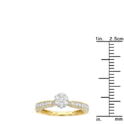 14K Yellow Gold Affordable Cluster Diamond Engagement Ring 0.73ct For Women -Outlet Radiant Bijou Store ladies diamond rings 14k cluster diamond ring 073ct p 6786 rulerye