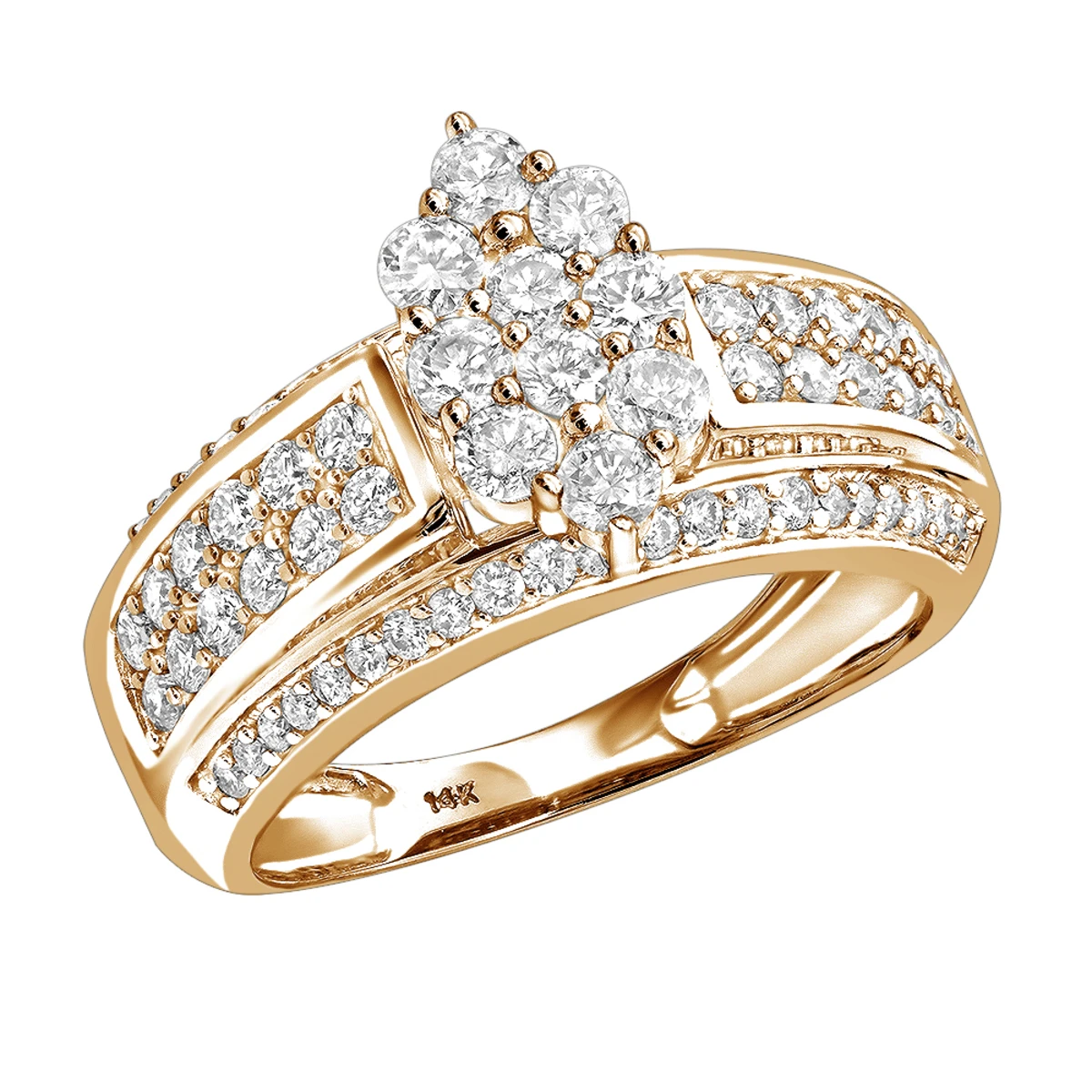 Ladies 14K White Gold Cluster Diamond Ring 1.55ct 5 Ladies 14K White Gold Cluster Diamond Ring 1.55ct - Image 3