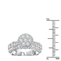 14K White Gold Cluster Diamond Ring 1.6ct For Ladies -Outlet Radiant Bijou Store ladies diamond rings 14k cluster diamond ring 193ct p 6777 rulerwh