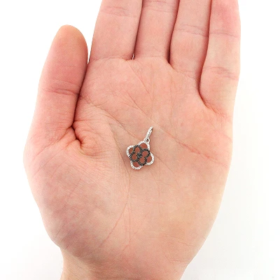 Ladies Flower Pendant With Black And White Diamonds 0.28ct 14K White Gold 5 Ladies Flower Pendant With Black And White Diamonds 0.28ct 14K White Gold - Image 3