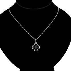Ladies Flower Pendant With Black And White Diamonds 0.28ct 14K White Gold 9 Ladies Flower Pendant With Black And White Diamonds 0.28ct 14K White Gold -Outlet Radiant Bijou Store ladies flower pendant with black and white diamonds 028ct 14k gold 4