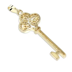 Ladies Necklaces 14K Yellow Gold Diamond Key Pendant 2 Carats -Outlet Radiant Bijou Store ladies necklaces 14k gold diamond key pendant 200ct p 7098 backye