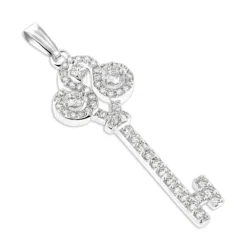 Ladies Necklaces 14K Yellow Gold Diamond Key Pendant 2 Carats -Outlet Radiant Bijou Store ladies necklaces 14k gold diamond key pendant 200ct p 7098 wh