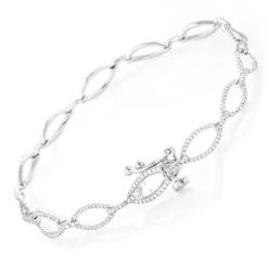Ladies Oval Link DIamond Bracelet 0.65ct 14K White Gold -Outlet Radiant Bijou Store ladies oval link diamond bracelet 065ct 14k gold backwh