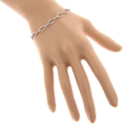 Ladies Oval Link DIamond Bracelet 0.65ct 14K White Gold -Outlet Radiant Bijou Store ladies oval link diamond bracelet 065ct 14k gold bodwh