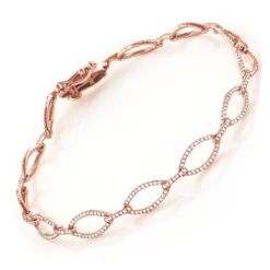 Ladies Oval Link DIamond Bracelet 0.65ct 14K White Gold -Outlet Radiant Bijou Store ladies oval link diamond bracelet 065ct 14k gold ro