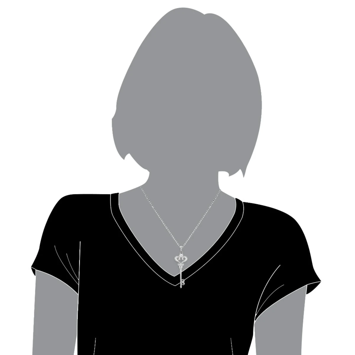 Ladies Pendants 14K White Gold Diamond Key Necklace Pendant 0.70ct 7 Ladies Pendants 14K White Gold Diamond Key Necklace Pendant 0.70ct - Image 5