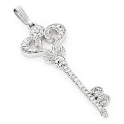 Ladies Pendants 14K White Gold Diamond Key Necklace Pendant 0.70ct