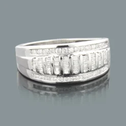 Ladies Round Baguette Diamond Wedding Band 1.05ct 14K Rose Gold