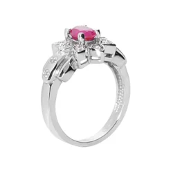 Ladies Ruby And Diamond Flower Ring 14K White Gold 0.20ctd 0.75ctr 8 Ladies Ruby And Diamond Flower Ring 14K White Gold 0.20ctd 0.75ctr -Outlet Radiant Bijou Store ladies ruby and diamond flower ring 14k 020ctd 075ctr p 29194 back white