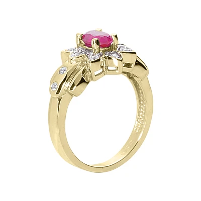 Ladies Ruby And Diamond Flower Ring 14K White Gold 0.20ctd 0.75ctr 6 Ladies Ruby And Diamond Flower Ring 14K White Gold 0.20ctd 0.75ctr - Image 4