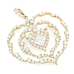 Ladies Unique Diamond Heart Pendant 3ct 14K White Gold -Outlet Radiant Bijou Store ladies unique diamond heart pendant 3ct 14k gold 7
