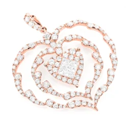 Ladies Unique Diamond Heart Pendant 3ct 14K White Gold -Outlet Radiant Bijou Store ladies unique diamond heart pendant 3ct 14k gold 8