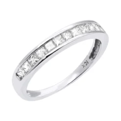 Thin Ladies Wedding Band With Princess Cut Diamonds 1 Carat 10K Gold