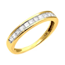 Thin Ladies Wedding Band With Princess Cut Diamonds 1 Carat 10K Gold -Outlet Radiant Bijou Store ladies wedding band with princess cut diamonds 100ct 10k ye