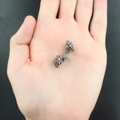 Large Black Diamond Cluster Earrings 5.50ct 14K Black Plated Gold -Outlet Radiant Bijou Store large black diamond cluster earrings 550ct 14k p 45559back