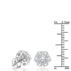 6 Carat Look Large Diamond Cluster Earrings 14K White Gold Studs 2 Carats -Outlet Radiant Bijou Store large diamond cluster earrings 190ct 14k p 45523 rulerwh