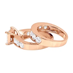 Round And Princess Cut Large Diamond Engagement Ring Set 4ct 14K White Gold -Outlet Radiant Bijou Store large diamond engagement ring set 402ct 14k backro