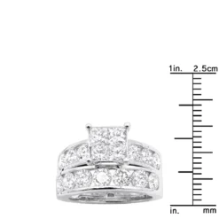 Round And Princess Cut Large Diamond Engagement Ring Set 4ct 14K White Gold -Outlet Radiant Bijou Store large diamond engagement ring set 402ct 14k rulerwh