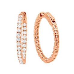 Large Diamond Hoop Earrings Inside Out 2.00ct 14K Yellow Gold -Outlet Radiant Bijou Store large diamond hoop earrings inside out 200ct 14k p 45905 ro