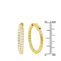 Large Diamond Hoop Earrings Inside Out 2.00ct 14K Yellow Gold -Outlet Radiant Bijou Store large diamond hoop earrings inside out 200ct 14k p 45905 ruler